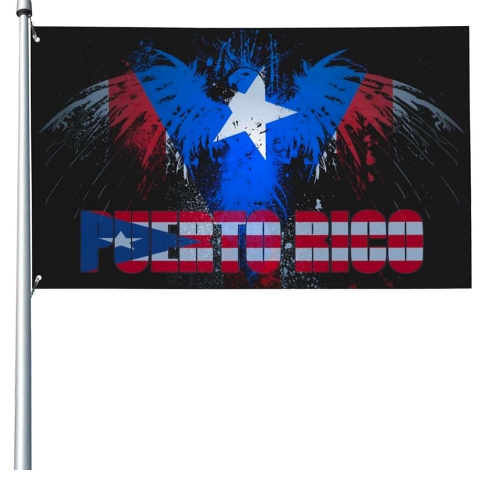 Puerto Rico flag backdrop / Eagle with a white star, red white blue black, 4 x 6